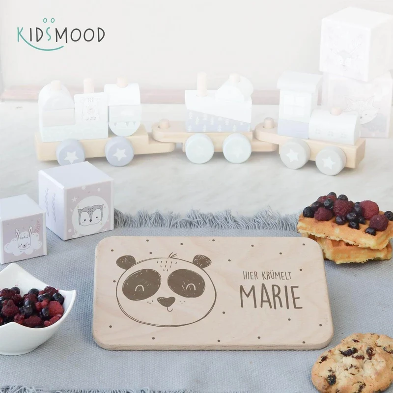Frühstücksbrettchen Holz personalisiert Panda