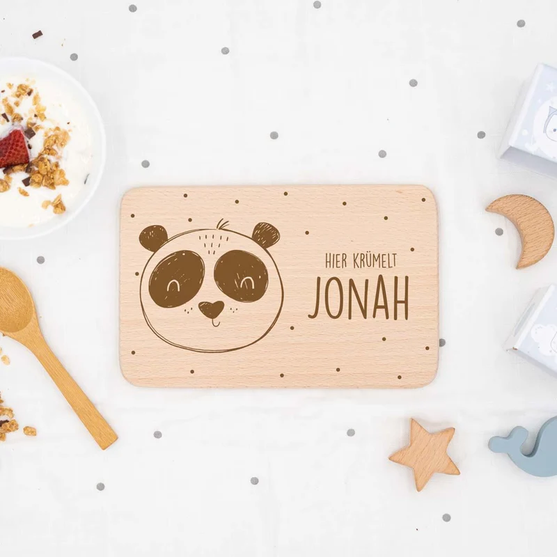 Frühstücksbrettchen Holz personalisiert Panda