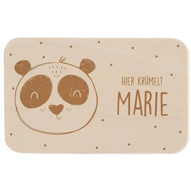 Frühstücksbrettchen Holz personalisiert Panda