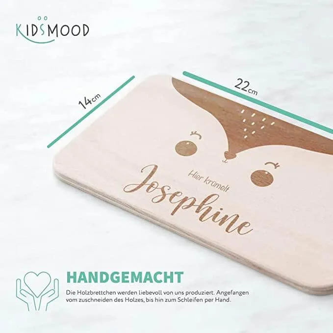 Frühstücksbrettchen Holz personalisiert Füchschen Gesicht
