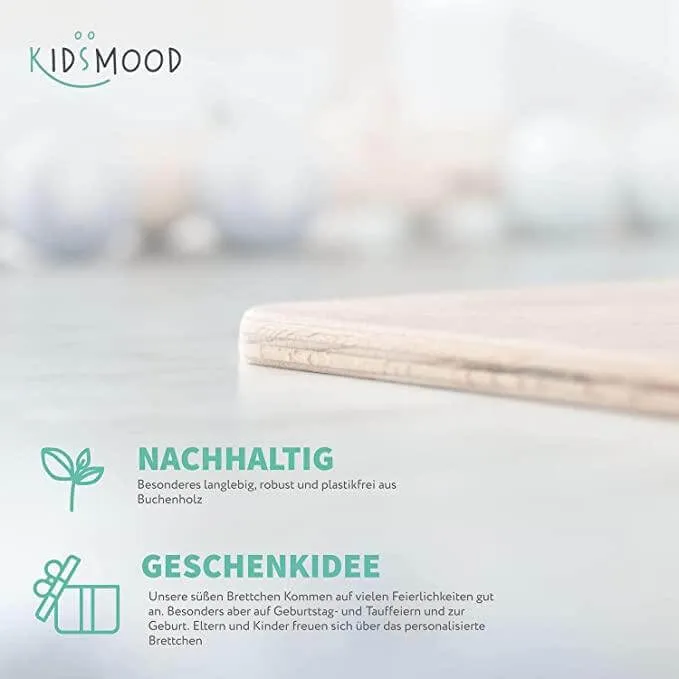 Frühstücksbrettchen Holz personalisiert Bärengesicht