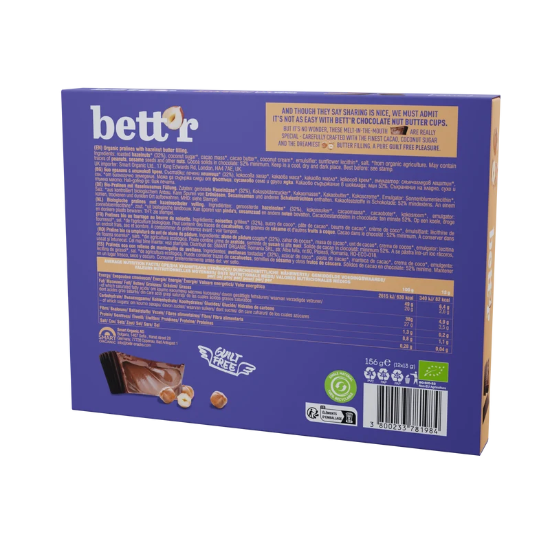 Bio Box of Nut Butter Cups with Hazelnut Cream, Bett'r