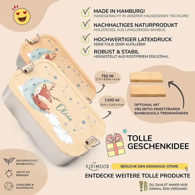 Brotdose Kinder personalisiert Baby Reh