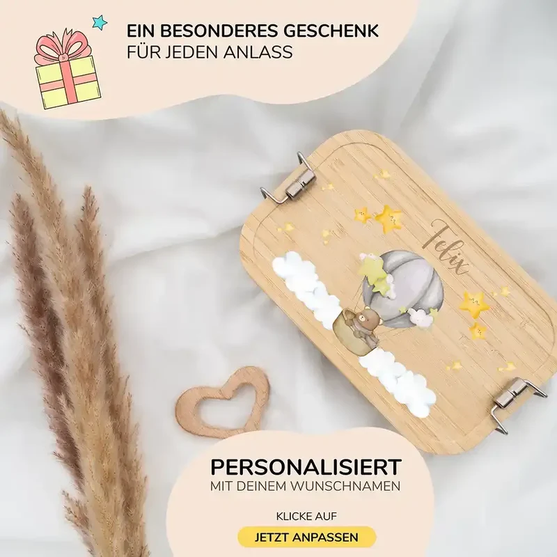 Brotdose Kinder personalisiert - Bär Ballon