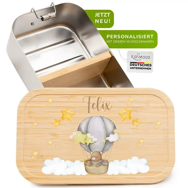 Brotdose Kinder personalisiert - Bär Ballon