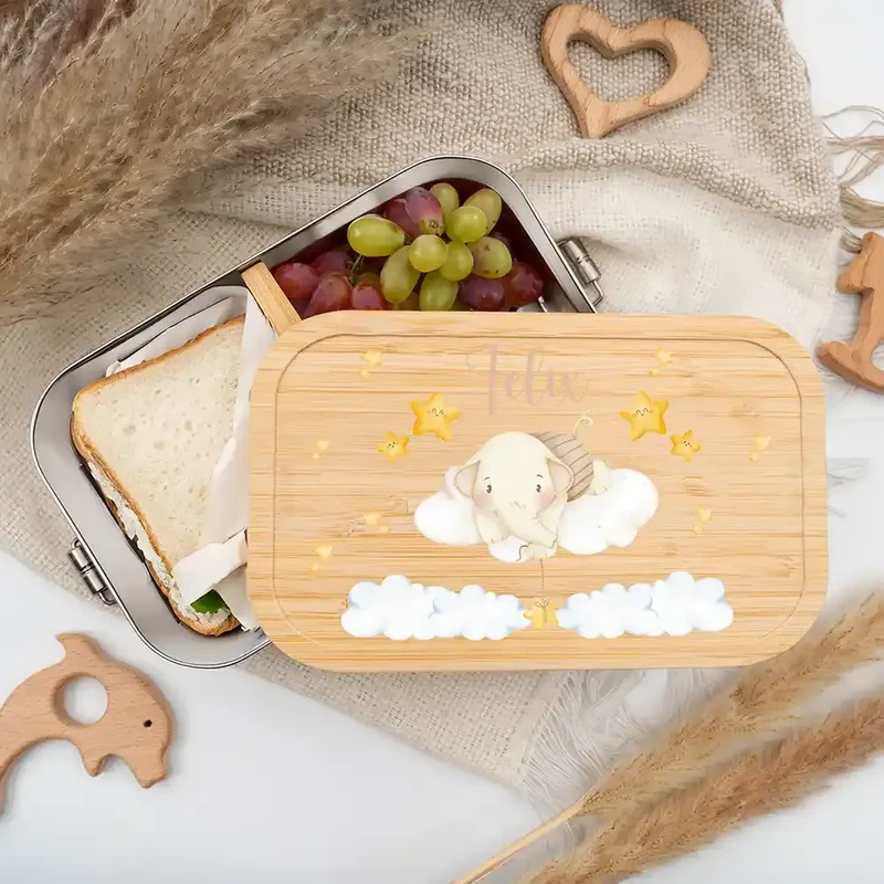 Brotdose Kinder personalisiert - Regenbogen Elefant