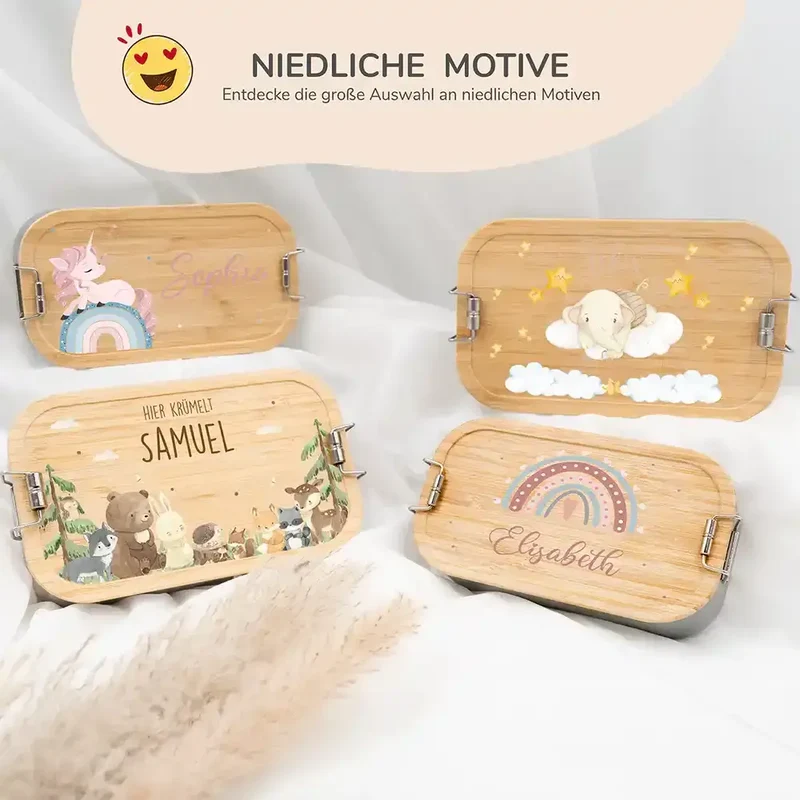 Brotdose Kinder personalisiert - Regenbogen Elefant