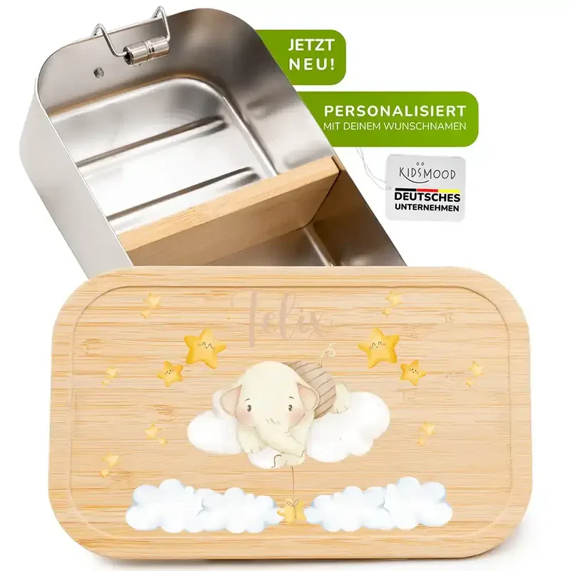 Brotdose Kinder personalisiert - Regenbogen Elefant