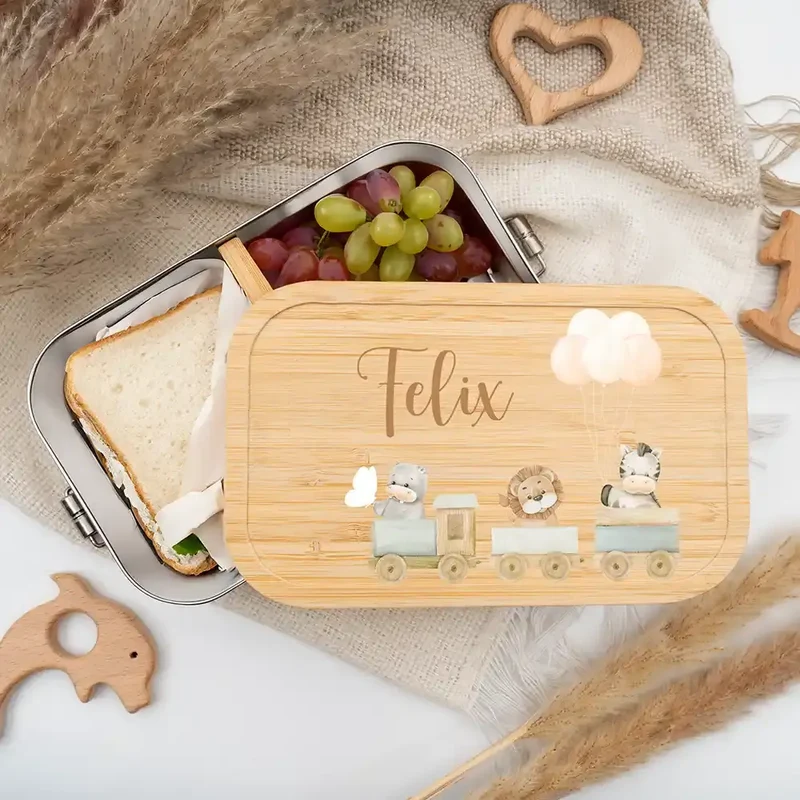 Brotdose Kinder personalisiert - Tiere Eisenbahn