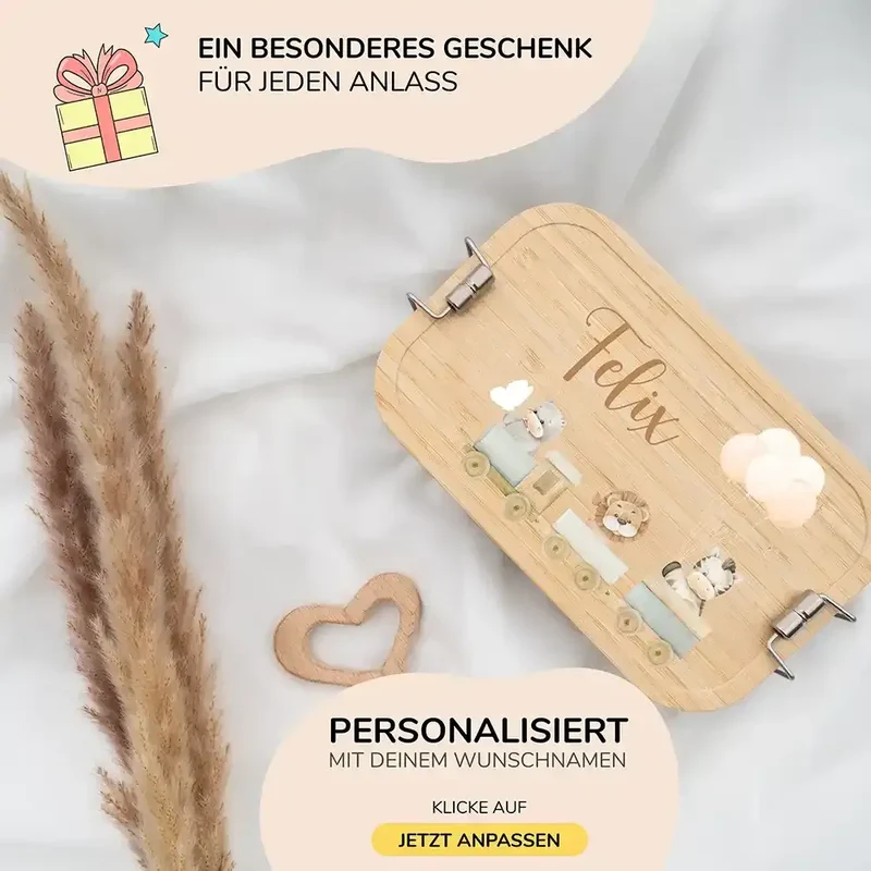 Brotdose Kinder personalisiert - Tiere Eisenbahn