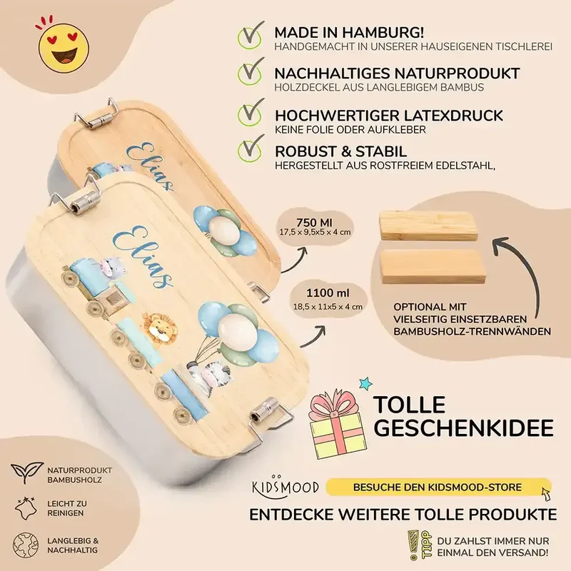 Brotdose personalsiert Tiere Eisenbahn