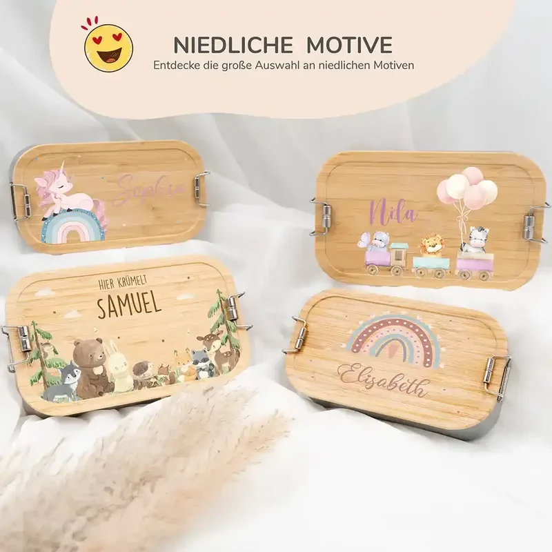 Brotdose Kinder personalisiert - Tiere Eisenbahn