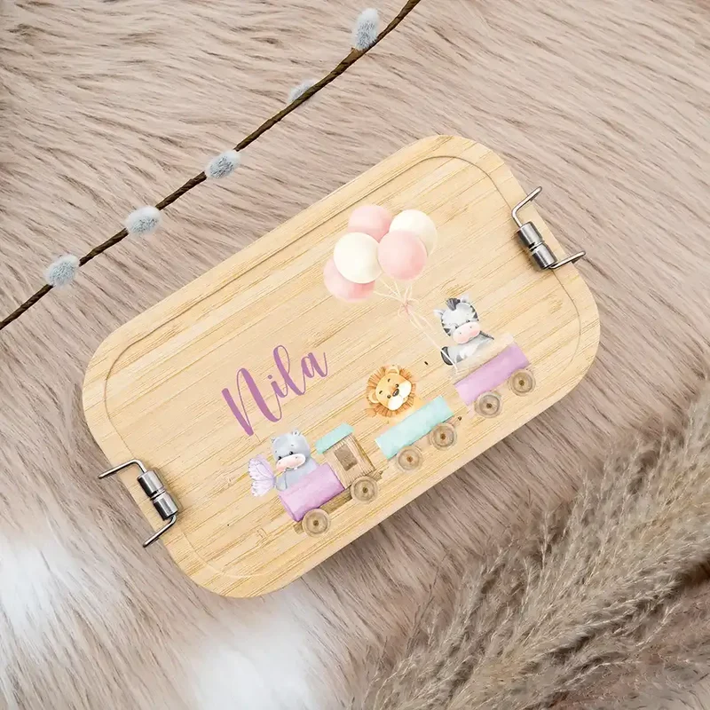 Brotdose Kinder personalisiert - Tiere Eisenbahn