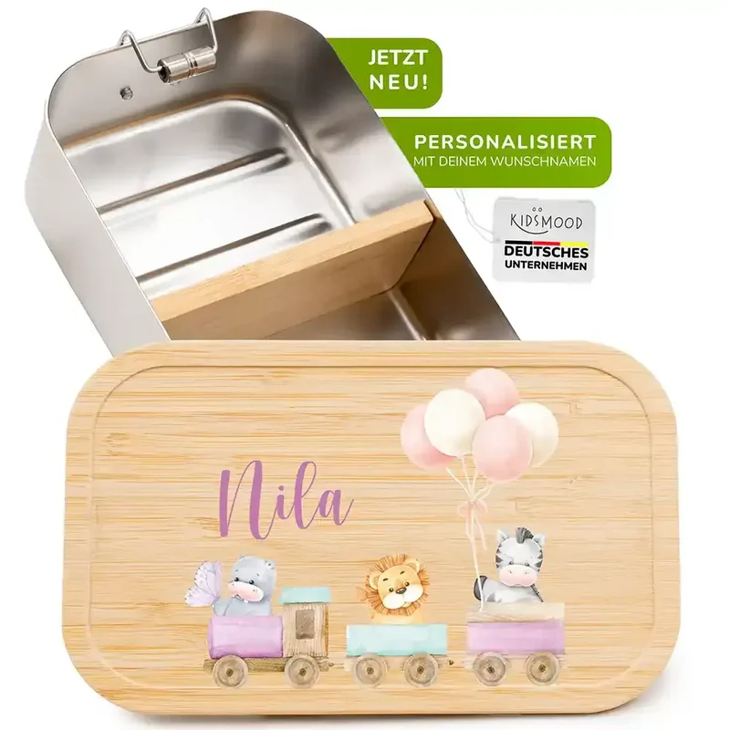 Brotdose Kinder personalisiert - Tiere Eisenbahn