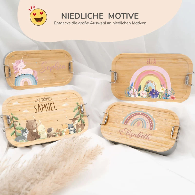 Brotdose Kinder personalisiert - Regenbogen
