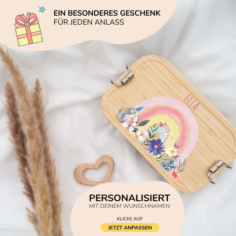 Brotdose Kinder personalisiert - Regenbogen