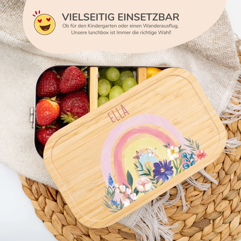 Brotdose Kinder personalisiert - Regenbogen