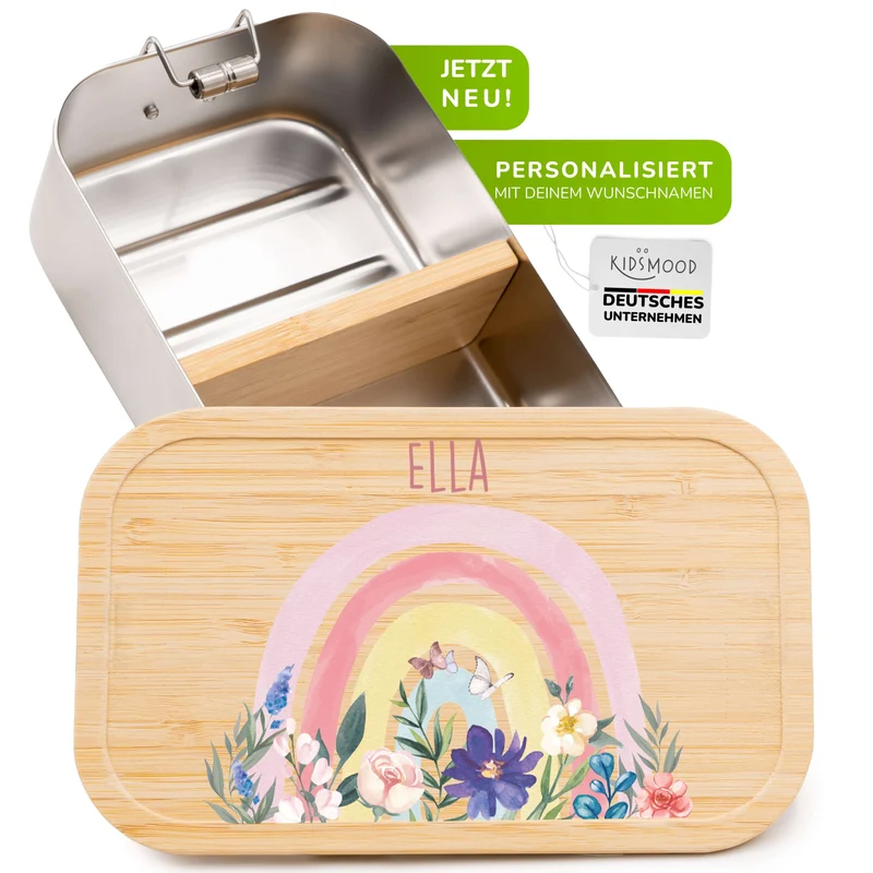 Brotdose Kinder personalisiert - Regenbogen