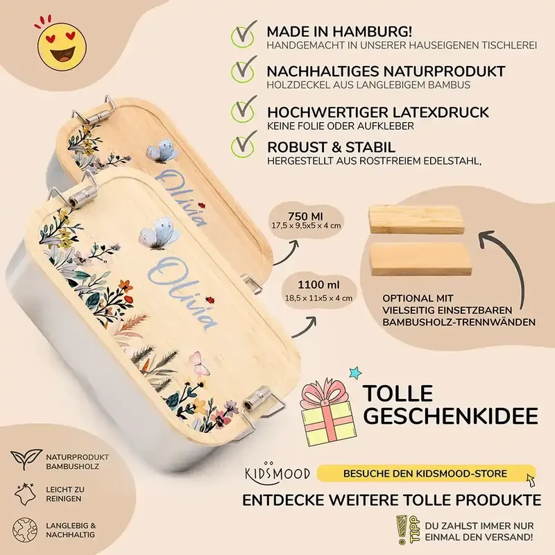 Brotdose Kinder personalisiert - Flora