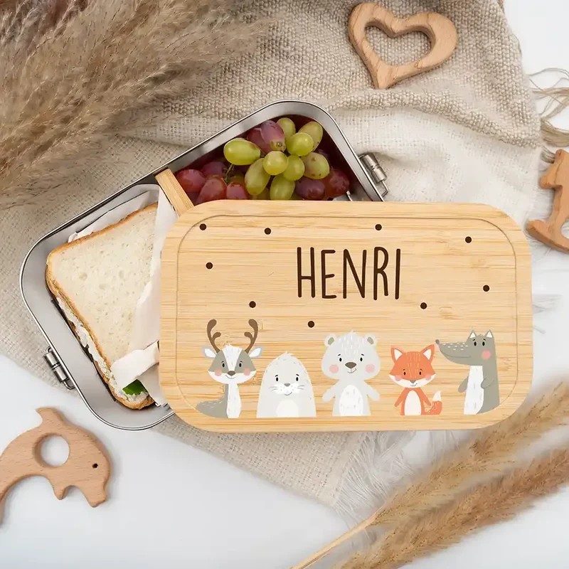 Brotdose Kinder personalisiert - Winter Animals