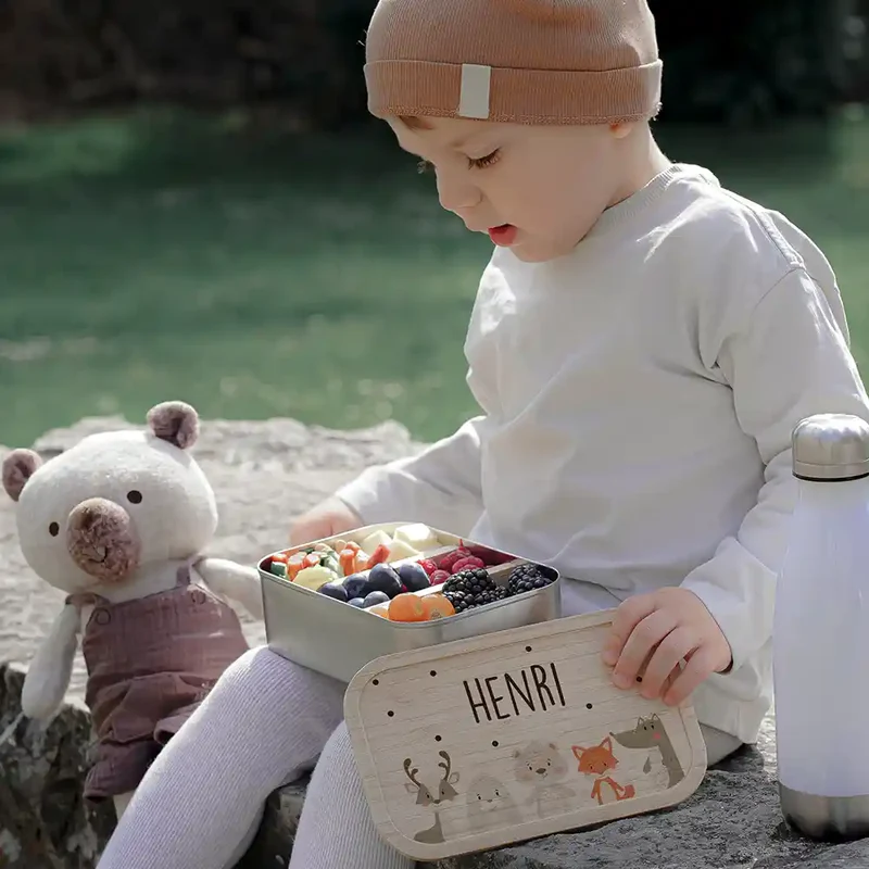 Brotdose Kinder personalisiert - Winter Animals