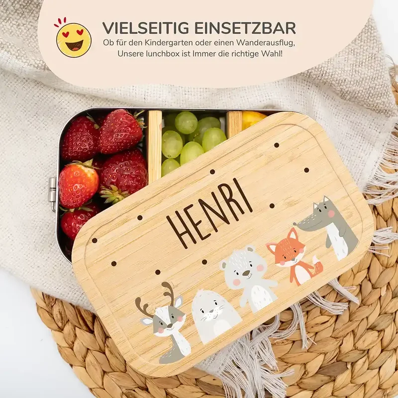 Brotdose Kinder personalisiert - Winter Animals