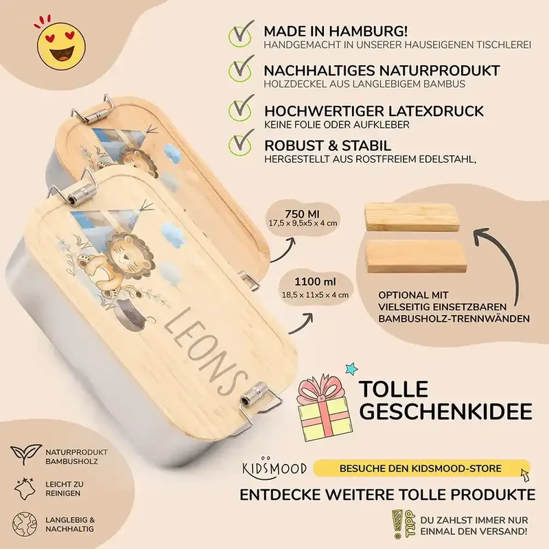Brotdose Kinder personalisiert - Tipi Löwe