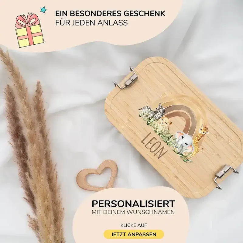 Brotdose Kinder personalisiert - Rainbow Animals