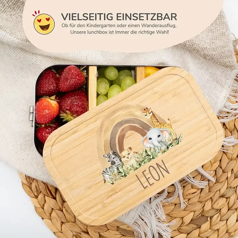 Brotdose Kinder personalisiert - Rainbow Animals