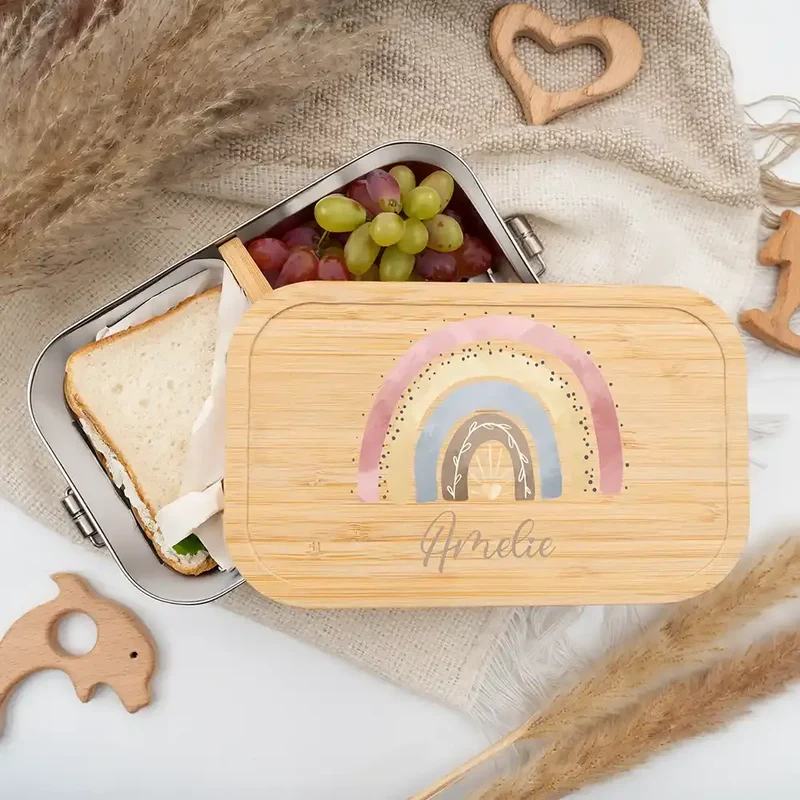 Brotdose Kinder personalisiert - Regenbogen