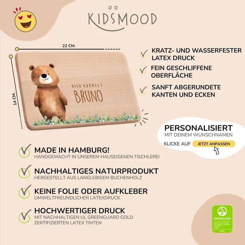 Frühstücksbrettchen Bär auf der Wiese