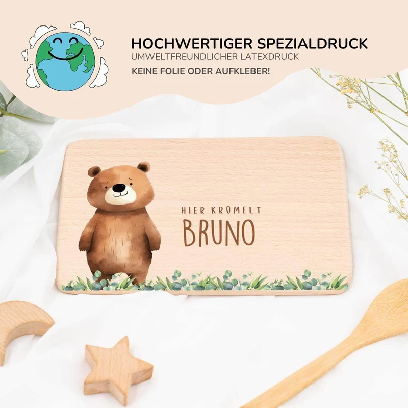 Frühstücksbrettchen Bär auf der Wiese
