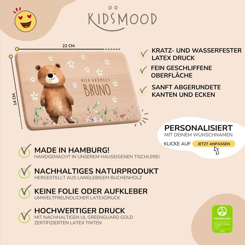 Frühstücksbrettchen Bär Blimenwiese