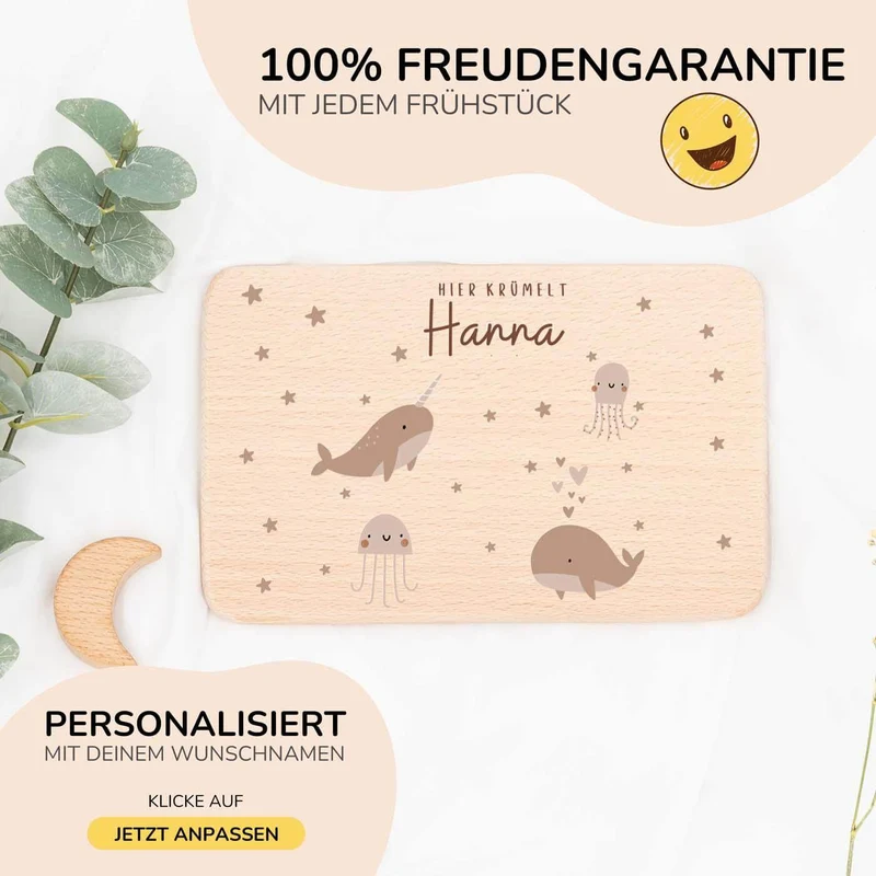 Frühstücksbrettchen Holz personalisiert - Meer