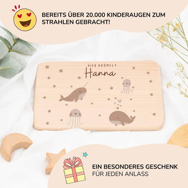 Frühstücksbrettchen Holz personalisiert - Meer