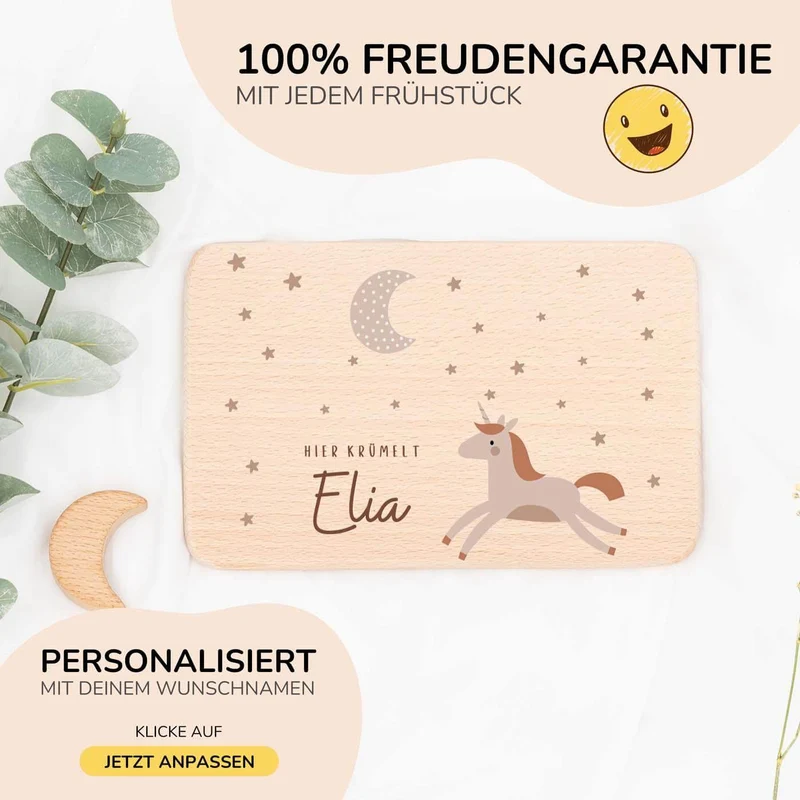 Frühstücksbrettchen Holz Einhorn