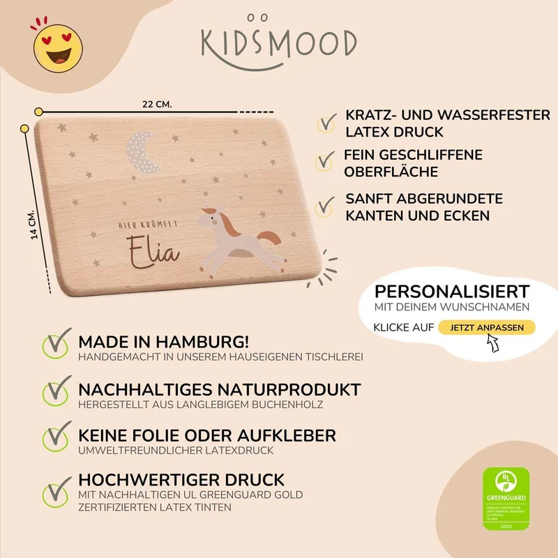 Frühstücksbrettchen Holz Einhorn