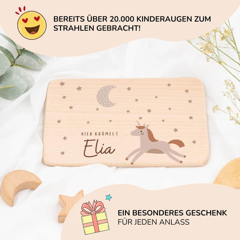 Frühstücksbrettchen Holz Einhorn