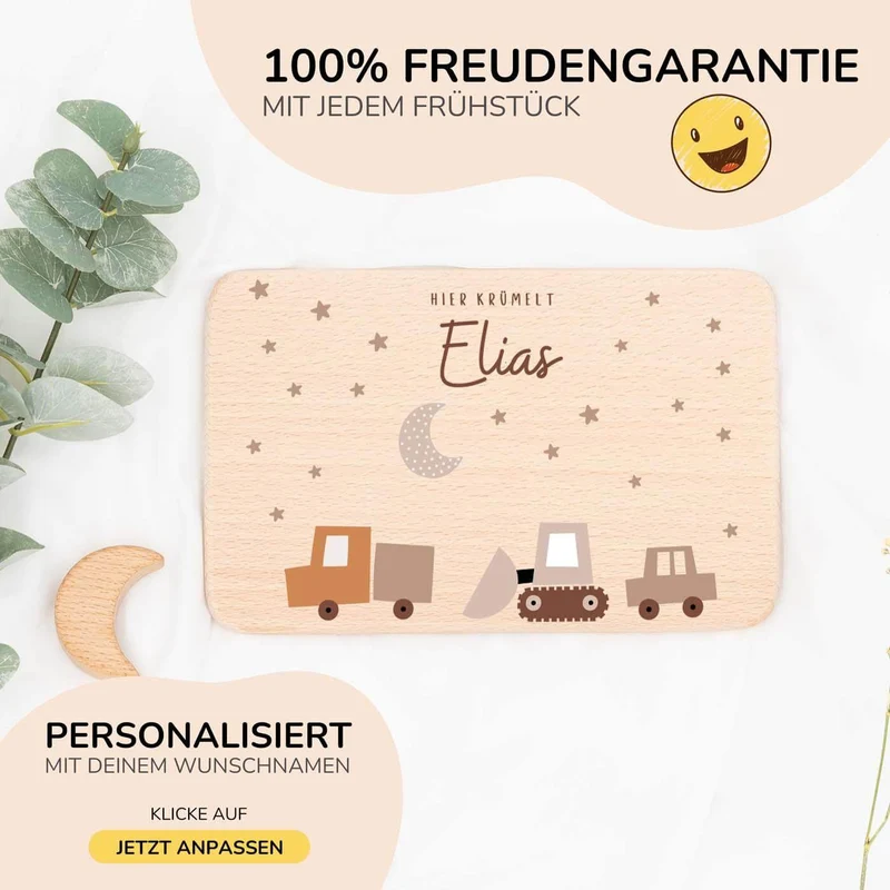 Frühstücksbrettchen Holz Baustelle