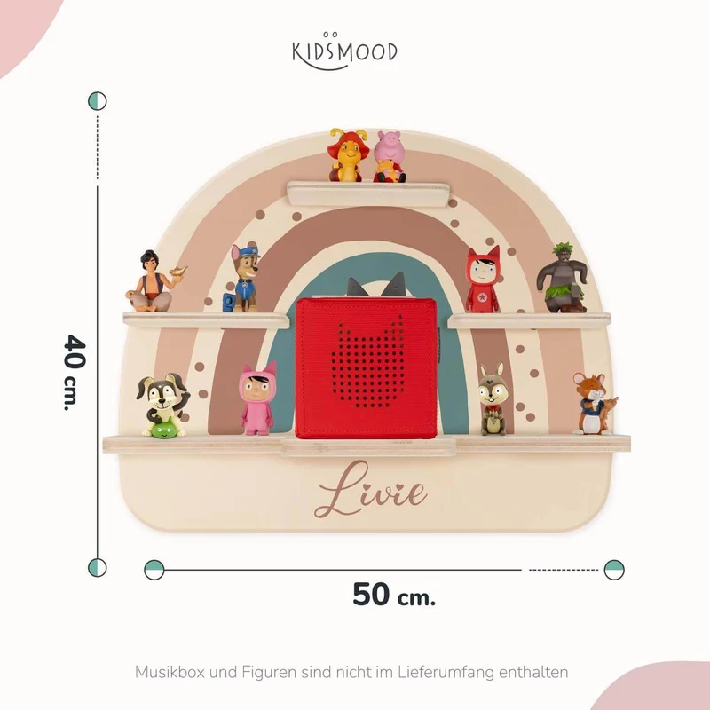 Tonie Regal aus Holz, Toniebox Regal personalisiert Regenbogen 9