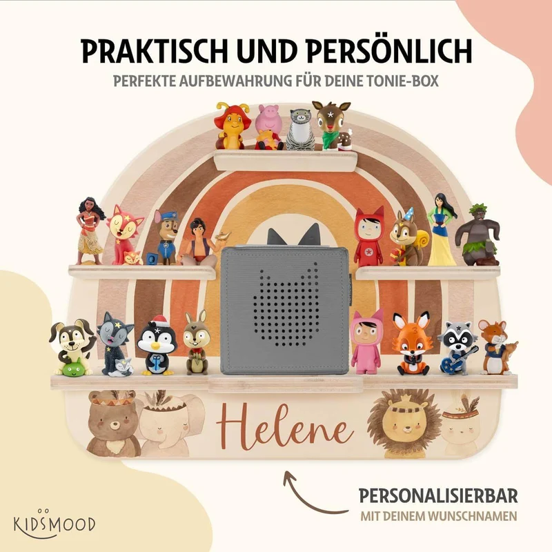 Tonie Regal aus Holz, Toniebox Regal personalisiert Regenbogen 8