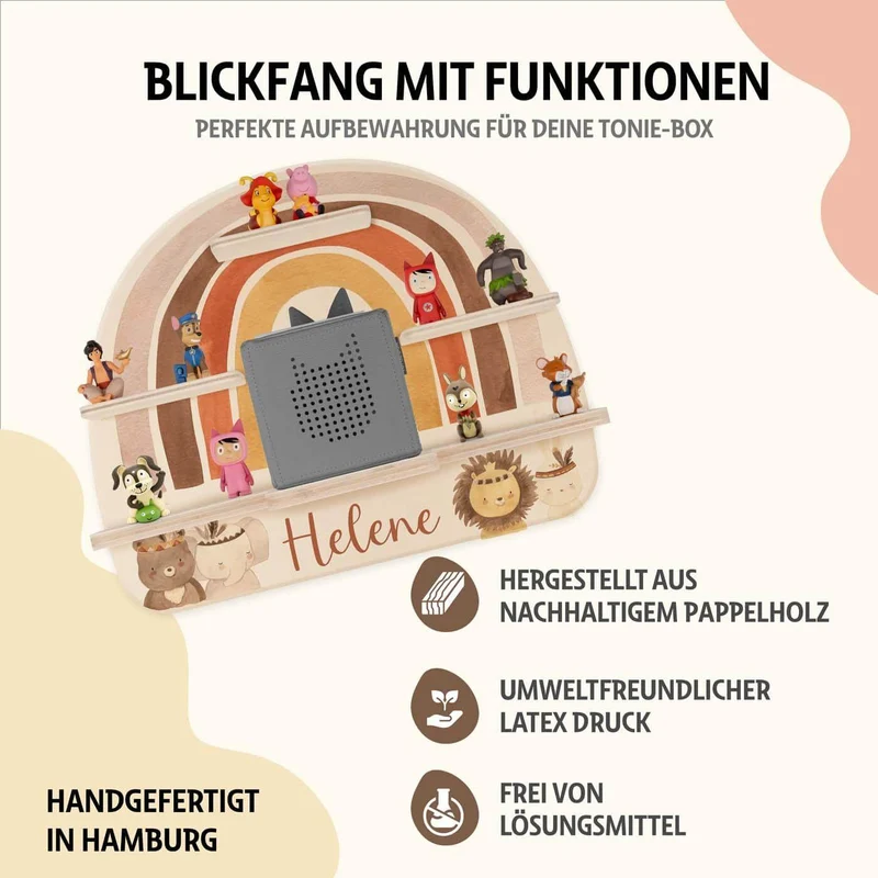 Tonie Regal aus Holz, Toniebox Regal personalisiert Regenbogen 8
