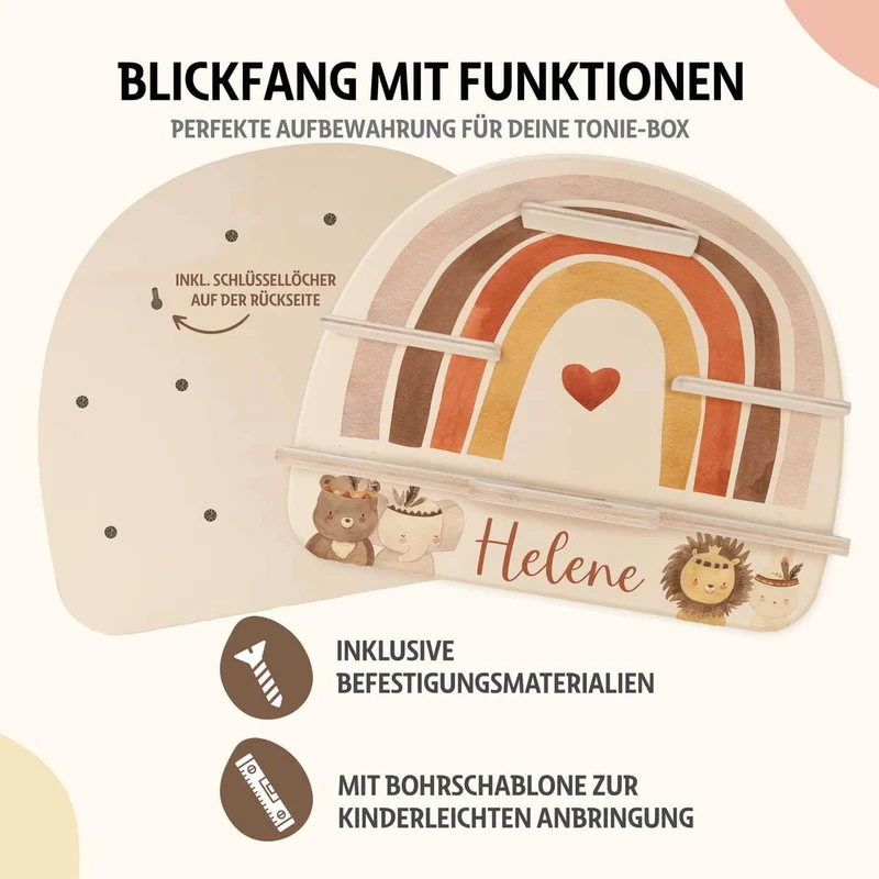 Tonie Regal aus Holz, Toniebox Regal personalisiert Regenbogen 8