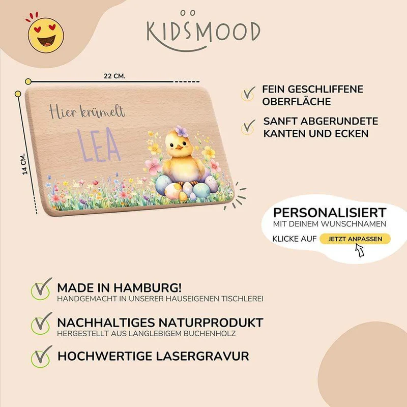 Frühstücksbrettchen Holz personalisiert