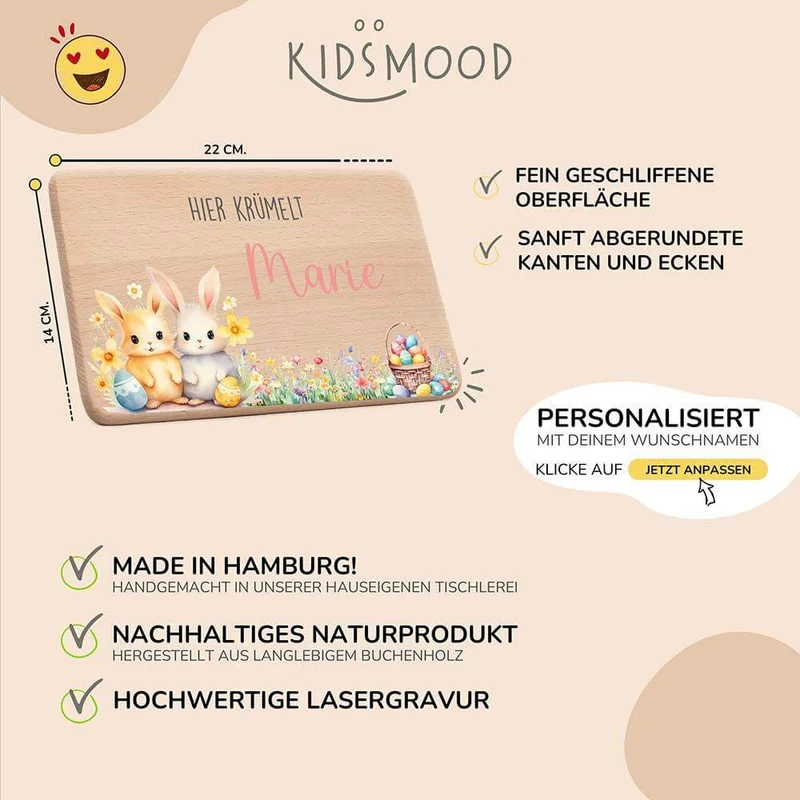 Frühstücksbrettchen Holz personalisiert