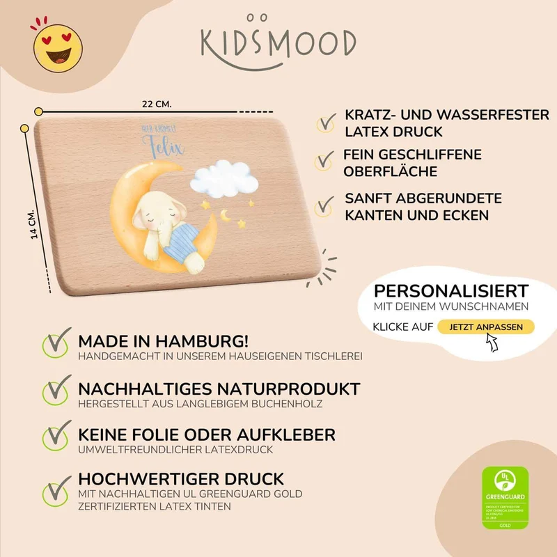 Frühstücksbrettchen Holz personalisiert Süßer Elefant