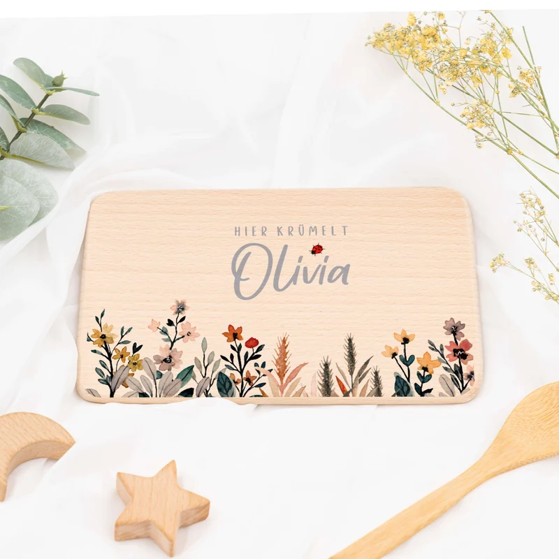Frühstücksbrettchen Holz personalisiert - Flora