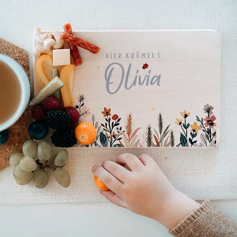 Frühstücksbrettchen Holz personalisiert - Flora