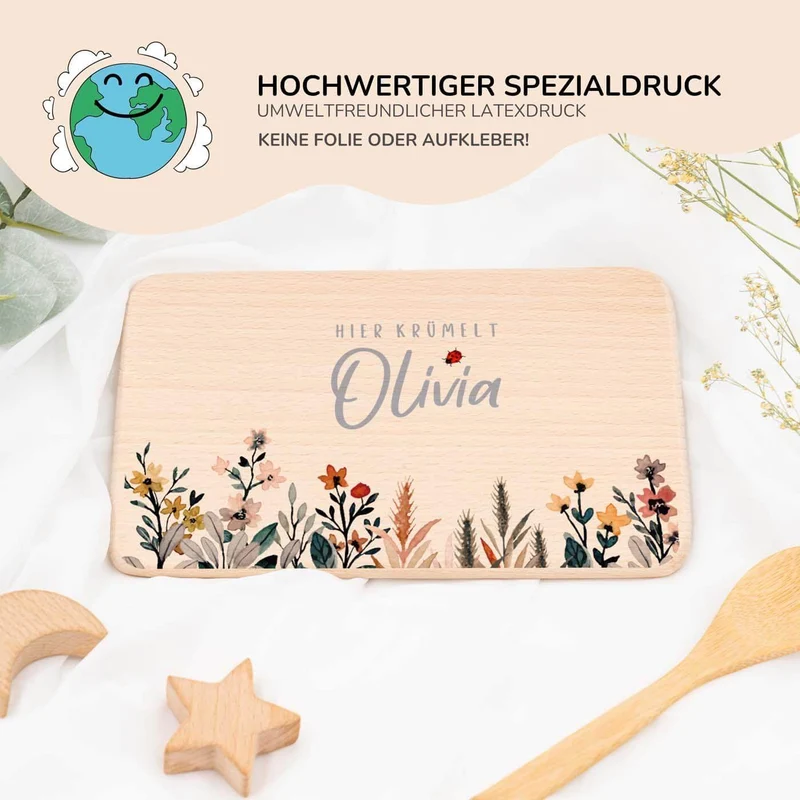 Frühstücksbrettchen Holz personalisiert - Flora