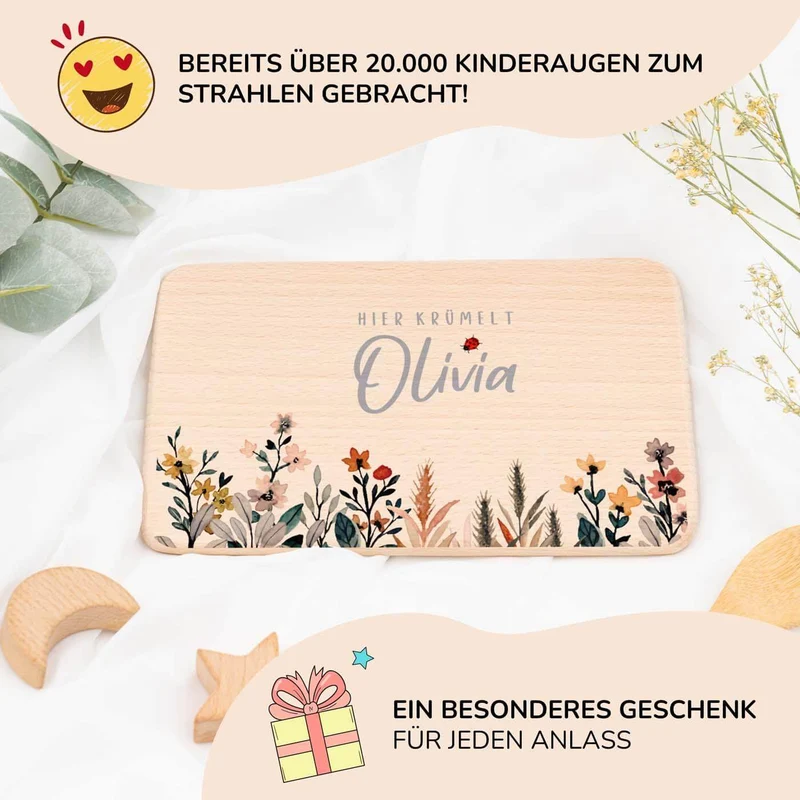 Frühstücksbrettchen Holz personalisiert - Flora